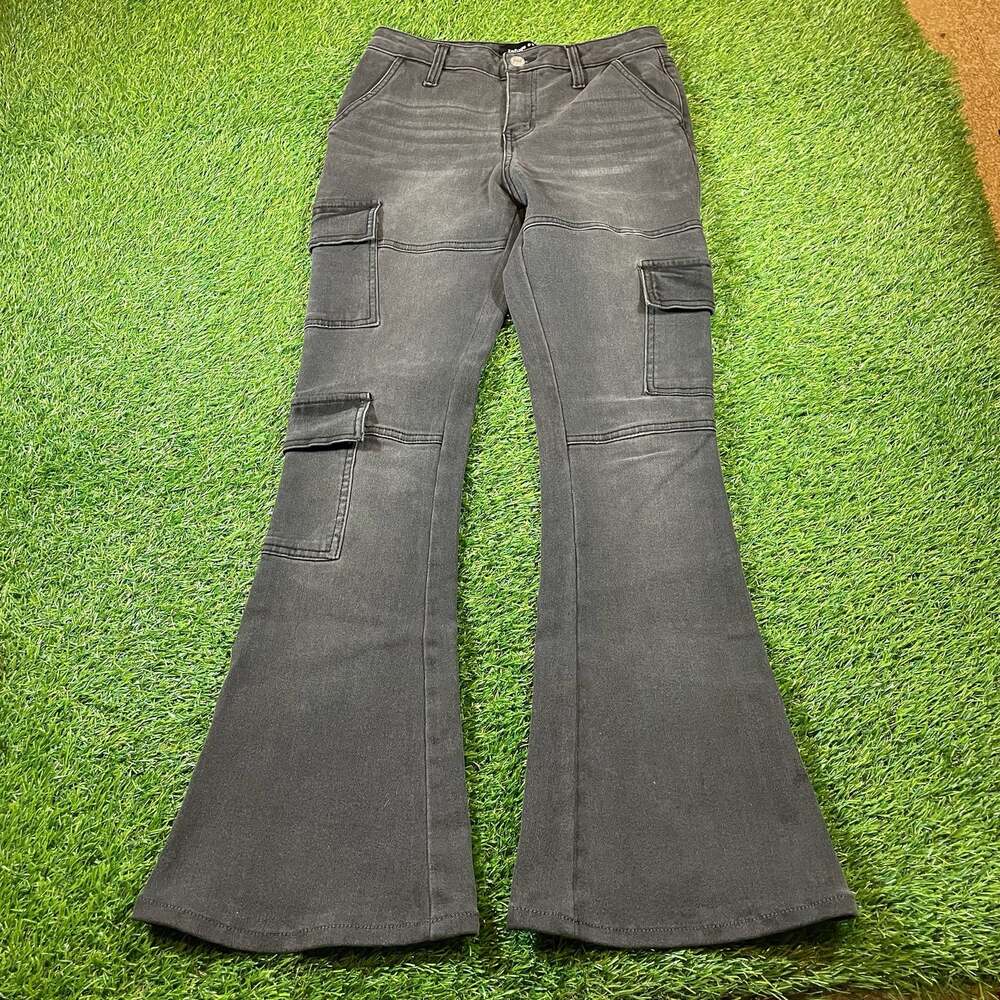 Refuge Denim Black Cargo Flare Jeans Size 03